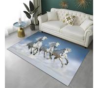 Xisnuient 3D Visual Animal Rug, Modern Print Galloping Horse Decorative Floor Mat, Teenager Kids Bedroom Gaming Carpet, Home Boys Rooms Living, Playroom Room Area Rugs (Colour 1,80x120cm)