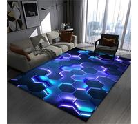 Xisnuient 3D Visual Cool Line Light Style Gaming Rug - Essential Floor Mat for Teenagers Kid's Living Room, Suitable Bedroom E-sports Room Gaming Room for Rug Boys Bedroom (Colour 2,80x120cm)