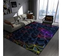 Xisnuient 3D Visual Cool Line Light Style Gaming Rug - Essential Floor Mat for Teenagers Kid's Living Room, Suitable Bedroom E-sports Room Gaming Room for Rug Boys Bedroom (Colour 3,100x150cm)