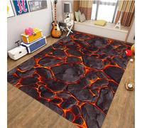 Xisnuient 3D Visual Flame Lava Decorative Carpet, Modern Teenages' and Kids Gaming Rugs for Bedroom, Cool Volcano Style Soft Non-slip Area Large Floor Mat for Living Room (Colour 3,160x230cm)