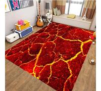 Xisnuient 3D Visual Flame Lava Decorative Carpet, Modern Teenages' and Kids Gaming Rugs for Bedroom, Cool Volcano Style Soft Non-slip Area Large Floor Mat for Living Room (Colour 4,160x230cm)