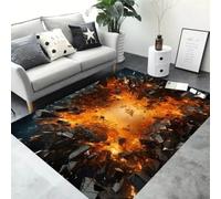 Xisnuient 3D Visual Volcano Lava Gaming Area Rugs, Teenagers Kid's Bedroom Game Decorative Carpet, Modern Cool Flame Lava Style Non-slip Floor Mat for Living Room E-sports Room (Colour 2,120x180cm)