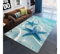 Xisnuient Area Rugs,3D Ocean Waves Beach Starfish Shell Conch Print Carpet for Living Room Bedroom Bedside Bathroom Floor Mat Sofa Mat Kitchen Corridor Dining Doormat Home Décor (Multi 2,120x160 cm)