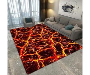 Xisnuient Area Rugs,Game Carpet,Creative Mysterious Volcanic Lava Magma Carpets,Living Room Bedroom,Kids Play Crawl Mat,Teenage Child Boy Gamer Rug,Floor Mat Doormats Home Runner (Color 1,160x200 cm)