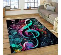 Xisnuient Big Area Rug Guitar Music Notes Pattern Living Room Bedroom Rugs Kitchen Hallway Runner Non-slip Floor Mats Door Mat Step Mat Bath Mats Home Decor (Multi 2,100x150 cm)