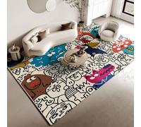 Xisnuient Cartoon Doodle Area Rug, Modern Abstract Non-Slip Living Room Carpet, Soft Washable Large Floor Mat for Bedroom, Playroom, Home Decor (COLOR-1,100x150 cm)
