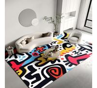 Xisnuient Cartoon Doodle Area Rug, Modern Abstract Non-Slip Living Room Carpet, Soft Washable Large Floor Mat for Bedroom, Playroom, Home Decor (COLOR-5,160x230 cm)