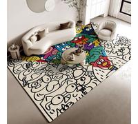 Xisnuient Cartoon Doodle Area Rug, Modern Abstract Non-Slip Living Room Carpet, Soft Washable Large Floor Mat for Bedroom, Playroom, Home Decor (COLOR-1,100x120 cm)