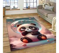 Xisnuient Cartoon Visual Decorative Rugs, 3D Visual Jungle Panda Bamboo Area Rug, Children's Living Room Game Non-slip Floor Mat, Teenager Boy Bedroom Soft Atmosphere Carpet (Colour 1,160x200cm)