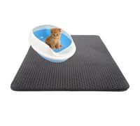 Xisnuient Cat Litter Mat Double, Litter Tray Mat, Velcro Detachable, Honeycomb Cat Litter Trapper, Waterproof NonSlip, Easy To Clean, Great for Kinds of Boxes and Litter (50x75cm,Black)