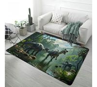 Xisnuient Children's Play Rugs with Forest Dinosaur and Tyrannosaurus Print, Boys Teen Bedroom Decorative Floor Mats, Anti-slip Gaming Rug for Game Room, Bedside Runner Carpet, 160x200 cm, Color 5