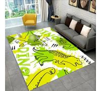 Xisnuient Children's Playmat Cartoon Dinosaur Graffiti Blue Green Neon Dinosaur Print Soft Fluffy Area Rug, Modern Kids Boys Playroom Decorative Floor Mat, Non-slip & Washable (Color 4,100x200 cm)