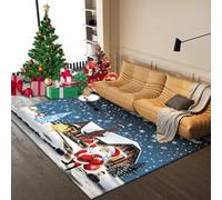 Xisnuient Christmas Elk Old Man Decoration Kids Carpet, Living Room Bedroom Area Rug, Teenage Boys Girls Bedroom Soft Non-Slip Bedside Mats Suitable for New Year Gift Decoration (Colour 1,80x160cm)