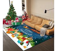 Xisnuient Christmas Elk Old Man Decoration Kids Carpet, Living Room Bedroom Area Rug, Teenage Boys Girls Bedroom Soft Non-Slip Bedside Mats Suitable for New Year Gift Decoration (Colour 3,50x80cm)