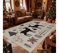 Xisnuient Christmas Elk Old Man Decoration Kids Carpet, Living Room Bedroom Area Rug, Teenage Boys Girls Bedroom Soft Non-Slip Bedside Mats Suitable for New Year Gift Decoration (Colour 2,120x180cm)