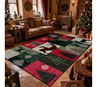 Xisnuient Christmas Elk Old Man Decoration Kids Carpet, Living Room Bedroom Area Rug, Teenage Boys Girls Bedroom Soft Non-Slip Bedside Mats Suitable for New Year Gift Decoration (Colour 5,100x120cm)