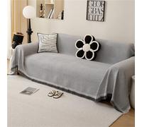Xisnuient Cotton Sofas Throws Large 1/2/3/4 Seater, Bed Blanket Throws for Settees, Modern Solid Colour Non Slip Small Throw Sofa Covers King Size Blankets for Beds Double Cream Grey (Grey,180x260cm)