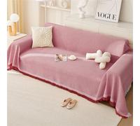 Xisnuient Cotton Sofas Throws Large 1/2/3/4 Seater, Bed Blanket Throws for Settees, Modern Solid Colour Non Slip Small Throw Sofa Covers King Size Blankets for Beds Double Cream Grey (Red,90x180cm)