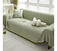 Xisnuient Cotton Sofas Throws Large 1/2/3/4 Seater, Bed Blanket Throws for Settees, Modern Solid Colour Non Slip Small Throw Sofa Covers King Size Blankets for Beds Double Cream Grey (Green,90x150cm)