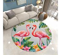 Xisnuient Fluffy Round Rug, Flannel Soft and Non-slip, Area Rugs for Decorating Bedroom Living Room, Changing Room Floor Mat, Stream Giraffe, Children's Play Mat, 130 cm, Color 6