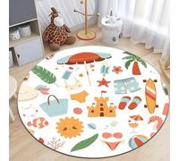 Xisnuient Fluffy Round Rug Flannel, Soft and Non-slip, Unicorn Rainbow Animal Rabbit Print, Area Rugs for Decorating Boy Girl Kid Bedrooms, Playmat for Living Room Play Areas, 60 cm, Color 4