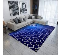 Xisnuient Football Rug Bedroom Living Room Kids Rug 3D Football Pattern Rug Green Football Field Carpet Boys Teens Large Gaming Mat Flannel Washable Nursery Rug Runner Doormat (Blue,120x160 cm)