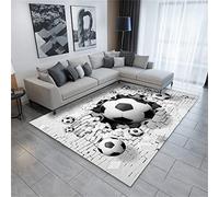 Xisnuient Football Rug - 3D Pattern Green Field Carpet - Large Gaming Mat - Flannel Washable - Nursery Rug Runner Doormat (Grey,120x180 cm)