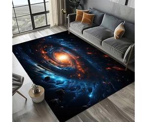 Xisnuient Galaxy Nebula Pattern Rug, Soft Non Slip Washable Space Themed Rug for Living Room Bedroom Gaming Room Home Theater Home Decor (Colour 2,100x120cm)