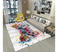 Xisnuient Gaming Console Controller Area Rug White Graffiti Console Rug Lightning Kids Boys Girls Teenagers Bedroom Game Mats Non-slip Crawling Cushion Living Room Sofa Throw Carpet (White,80x120 cm)