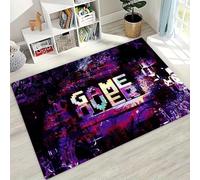 Xisnuient Gaming Rug Extra Large Fluffy Non Slip Washable Neon Cyber Starry Sky Graffiti Classic Game Console Controller Buttons Print for Teen Bedroom Living Room Gaming Space