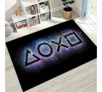 Xisnuient Gaming Rug Extra Large Fluffy Non Slip Washable Neon Cyber Starry Sky Graffiti Classic Game Console Controller Buttons Print for Teen Bedroom Living Room Gaming Space