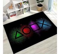 Xisnuient Gaming Rug Extra Large Fluffy Non Slip Washable Neon Cyber Starry Sky Graffiti Classic Game Console Controller Buttons Print for Teen Bedroom Living Room Gaming Space