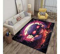 Xisnuient Gothic Style Skull Area Rug Galaxy Smoke Skull Vintage Colourful Graffiti Floral Teenage Boys Bedroom Carpet Day of The Dead Non-slip Adult Living Room Gaming Rugs Yoga Mat (Red,160x200cm)