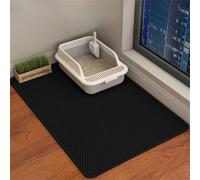 Xisnuient Honeycomb Cat Litter Mat, Two Layer Trapping Kitty Mats, Scatter Control, Soft on Paws, Indoor Box Supplies and Essentials,Easier Washable (60x90cm,Black)