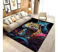 Xisnuient Jungle Panther Leopard Print Area Rug Large Foldable Cheetah Cowhide Animal Pattern 3D Printed NonSlip Washable Flannel Living Room Bedroom Hallway Floor Mat Home Decor (COLOR 2,80x120cm)