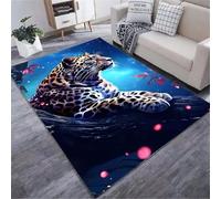 Xisnuient Jungle Panther Leopard Print Area Rug Large Foldable Cheetah Cowhide Animal Pattern 3D Printed NonSlip Washable Flannel Living Room Bedroom Hallway Floor Mat Home Decor (COLOR 3,160x200cm)