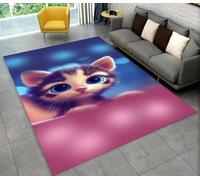 Xisnuient Large Area Rug,Cute 3D Cat Kitten Pattern Boy Girl Bedroom Bedside Rug,Carpet for Living Room Kids Game Room Bathroom Floor Mat Area Rug Sofa Mat Welcome Rug Home Décor (Pink,80x160 cm)