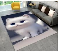 Xisnuient Large Area Rug,Cute 3D Cat Kitten Pattern Boy Girl Bedroom Bedside Rug,Carpet for Living Room Kids Game Room Bathroom Floor Mat Area Rug Sofa Mat Welcome Rug Home Décor (White,50x120 cm)