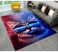 Xisnuient Large Area Rug,Cute 3D Cat Kitten Pattern Boy Girl Bedroom Bedside Rug,Carpet for Living Room Kids Game Room Bathroom Floor Mat Area Rug Sofa Mat Welcome Rug Home Décor (Purple,160x200 cm)