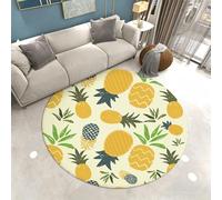 Xisnuient Large Round Rug for Living Room Tropical Floral Green Leaf Fruit Print, Soft and Non-slip Indoor Floor Mats, Area Rugs for Bedroom Studies Dressing Room, 80 cm, Color 3