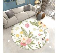 Xisnuient Large Round Rug for Living Room Tropical Floral Green Leaf Fruit Print, Soft and Non-slip Indoor Floor Mats, Area Rugs for Bedroom Studies Dressing Room, 80 cm, Color 5