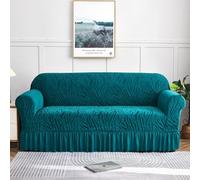 Xisnuient Leopard Sofa Slipcover 1 2 3 4 Seats Couch Sofa Cover with Skirt, Durable Washable High Elastic Stretchable, Easy Fit Universal Furniture Protector Sofa Slipcover (Emerald Green,3 Seats)