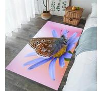 Xisnuient Living Room Carpets Butterfly Flowers Pattern Modern Home Decor Flannel Area Rugs Kitchen Bedroom Coffee Table Bedside Mat Large Rug Anti Slip Gaming Rugs Yoga Mat (Pink,50x120 cm)