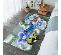 Xisnuient Living Room Carpets Butterfly Flowers Pattern Modern Home Decor Flannel Area Rugs Kitchen Bedroom Coffee Table Bedside Mat Large Rug Anti Slip Gaming Rugs Yoga Mat (White,60x90 cm)