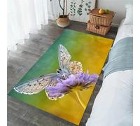 Xisnuient Living Room Carpets Butterfly Flowers Pattern Modern Home Decor Flannel Area Rugs Kitchen Bedroom Coffee Table Bedside Mat Large Rug Anti Slip Gaming Rugs Yoga Mat (Yellow,100x150 cm)