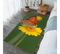 Xisnuient Living Room Carpets Butterfly Flowers Pattern Modern Home Decor Flannel Area Rugs Kitchen Bedroom Coffee Table Bedside Mat Large Rug Anti Slip Gaming Rugs Yoga Mat (Green,60x90 cm)