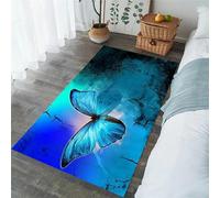 Xisnuient Living Room Carpets Butterfly Flowers Pattern Modern Home Decor Flannel Area Rugs Kitchen Bedroom Coffee Table Bedside Mat Large Rug Anti Slip Gaming Rugs Yoga Mat (Blue,140x200 cm)