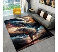 Xisnuient Modern Carpet 3D Natural Tornado Cloud Twister Print Flannel Area Rug Home Decor Non-Slip Carpet for Living Room Bedroom Corridor Bathroom, Soft Bedside Runner Floor Mat (Gray,120x180 cm)