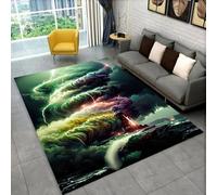 Xisnuient Modern Carpet 3D Natural Tornado Cloud Twister Print Flannel Area Rug Home Decor Non-Slip Carpet for Living Room Bedroom Corridor Bathroom, Soft Bedside Runner Floor Mat (Green,140x200 cm)