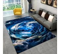 Xisnuient Modern Carpet 3D Natural Tornado Cloud Twister Print Flannel Area Rug Home Decor Non-Slip Carpet for Living Room Bedroom Corridor Bathroom, Soft Bedside Runner Floor Mat (Blue,160x230 cm)